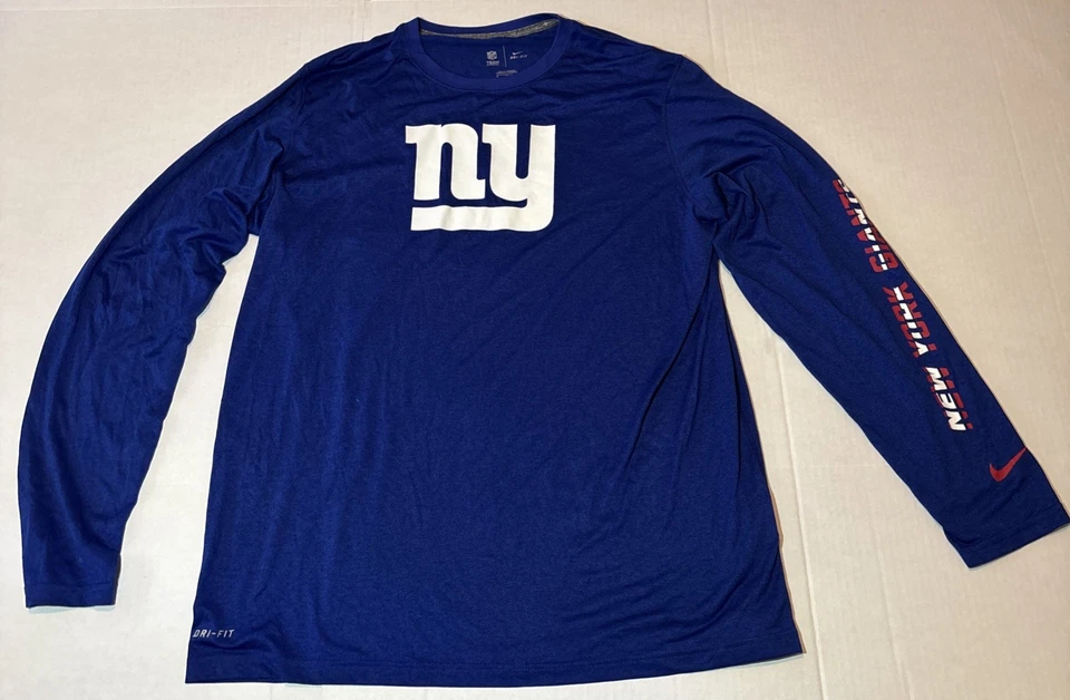 Camisa masculina New York Giants XL Nike azul manga longa futebol americano NFL Dri Fit stretch - Imagem 1 de 4