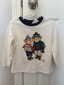 Ralph Lauren Polo Kleinkind Größe 24M Langarmshirt mit Winterbären Neu mit Etikett B6 - Bild 1 von 3