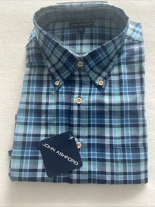John Ashford Men's Blue Plaid Button-Down Long Sleevel Shirt Size XL NWT - Picture 1 of 5