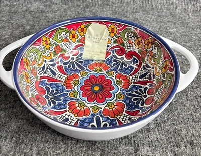Cuenco para servir artesanal de lujo 100 % melamina ovalado con asas diseño floral Foto 1 de 4