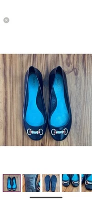 OKA b. Women's Blue Navy Taylor Dash Flats with Gold horse bit Accents Women’s 7 - Image 1 of 4