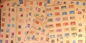 328 World Stamps Collected During WW2 On 12 Scrap Book Pages All Are Pre War - Picture 1 of 17
