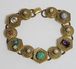 Slide Bettelarmband viktorianisch inspiriert Vintage mehrfarbige Steine - Bild 1 von 7
