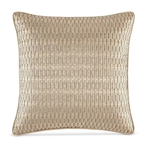 HUDSON PARK BEADED LINEAR SANDSTONE DECORATIVE THROW PILLOW 16 In X 16 In  GOLD - Picture 1 of 3
