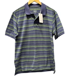 Katin Polo Shirt Mens Small Navy Blue Green Striped Ian Top Cotton NEW - Picture 1 of 9