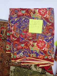 10 Yards Floral Print Sateen  Fabric Sarong Indonesian Batik Rust, Red, Green - Picture 1 of 5