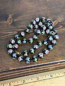 Collar de filigrana vintage chino negro floral esmalte de cuentas cloisonné broche - Imagen 1 de 6