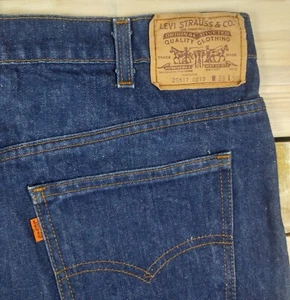 Vintage 80s LEVIS 20517-0217 Saddleman Bootcut Blue Jeans Size 35x29 USA Made - Picture 1 of 8