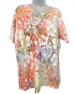 Suéter Serengeti Para Mujer XL Manga Corta Hawaiano Floral Estrás Colorido - Imagen 1 de 8