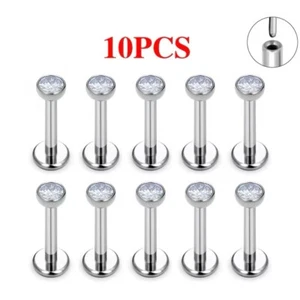 10X 18g 4mm CZ Bezel ASTM F136 CERTIFIED IMPLANT GRADE Titanium Threadless Set - Picture 1 of 7
