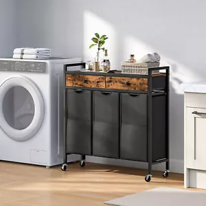 HOOBRO Wäschekorb 3 Fächer Wäschebox Wäschesammler Wäschewagen 3 x 43,4 L - Bild 1 von 9
