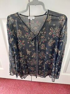 Patra Pure Silk Cover Up Beach Evening XL Size 18 Plus Black Floral Open Front 