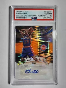 PSA 10 2022-23 Panini Select Grant Hill In Flight Sig Orange Pulsar FOTL 05/30 - Picture 1 of 2