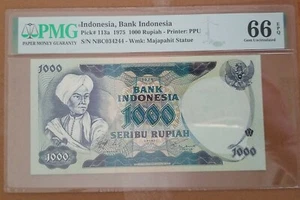 1975 Indonesia 1000 Rupiah P-113a PMG 66 EPQ Gem UNC - Picture 1 of 2