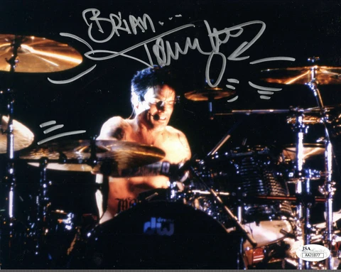 TOMMY LEE authentic hand signed 8x10 color photo   MOTLEY CRUE    JSA   To Brian Cover