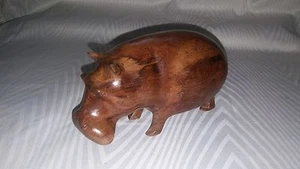 Handgefertigte große Holzfigur Nilpferd - Bild 1 von 4