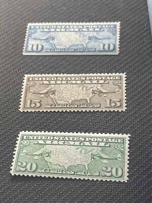 US Scott #C-7, C-8 and C-9 Airmail Stamps Mint Lightly Hinged - Image 1 of 4