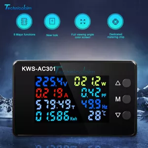 KWS-AC301 Wattmeter Power Meter Voltmeter AC 50-300V Electricity Power Analyzer - Bild 1 von 18