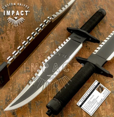 IMPACT CUTLERY RARE CUSTOM D2 RAMBO 2 SURVIVAL BOWIE KNIFE  - Image 1 of 4