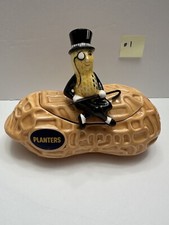 Planters Lifesavers Mr Peanut Candy Nuts Bowl with Lid Ceramic Vintage 1992 Rare