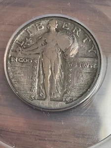ANACS VG8 1918/7 S STANDING LIBERTY QUARTER VERY POPULAR OVERDATE NICE COLOR - Picture 1 of 3