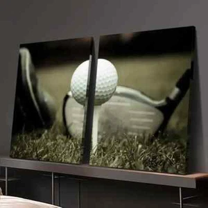 Lienzo de arte de pared para pelotas y palos de golf 2 piezas sin marco - Imagen 1 de 7