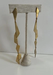 Robert Lee Morris Matte Gold Plate Architectual Long Drop Earrings - Picture 1 of 5