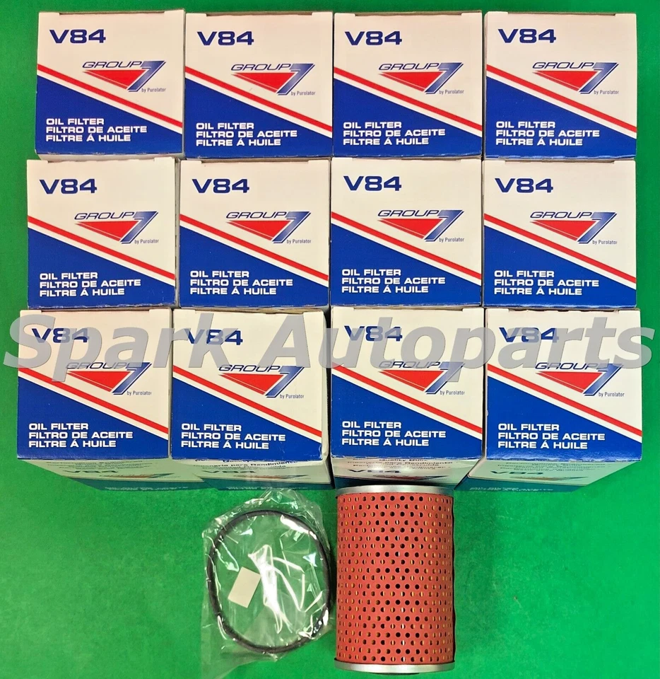 Caja de 12 filtros de aceite de motor GRUPO 7 V84 para BMW 535i, M5, 735i, 735iL, 635CSi Foto 1 de 3