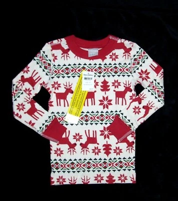 SOLO SUPERIOR Pijama Hanna Andersson Niño Niña 100 EE. UU. 4 Rojo Reno Nórdico NAVIDAD  Foto 1 de 2