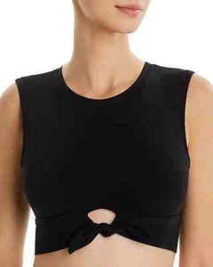 Robin Piccone Cropped T-Shirt/ Tank AVA Swim Top, Black, XS - Picture 1 of 4