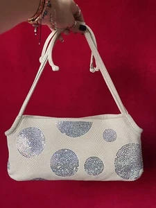 Borsa a mano vintage Emmanuel Ungaro in pelle d'avorio con cristalli Swarovski - Foto 1 di 6