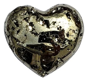 DINOSAURS ROCK Genuine Pyrite Carved Heart - Gift Packaged Extra Small Version - Picture 1 of 9