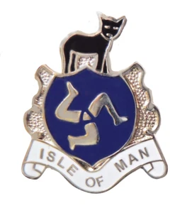 Isle of Man Crest & Manx Cat Pin Badge - Picture 1 of 2