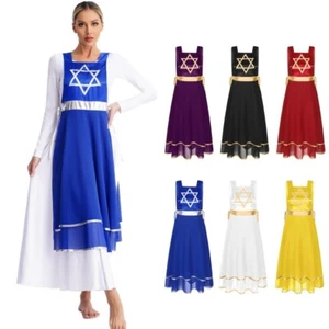 Womens Praise Dance Tunic Dress Sleeveless Sides Split Worship Dress AU - Picture 1 of 60