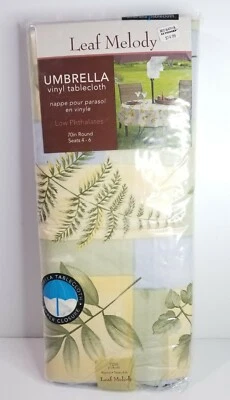 Mantel de vinilo paraguas Leaf Melody (tamaño: 70" redondo) cierre con cremallera nuevo Foto 1 de 3