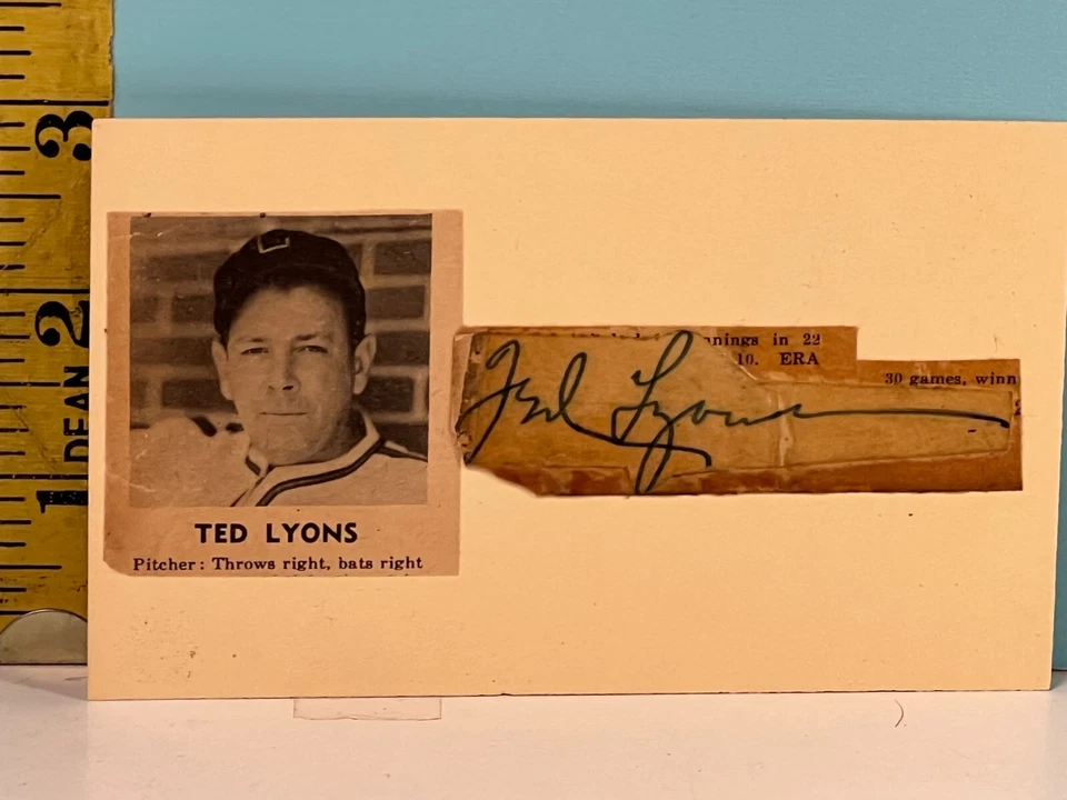Ted Lyons Pitcher Cut Signature Hall of Fame 1955 WWII Soldier (d. 1986) - Image 1 of 2