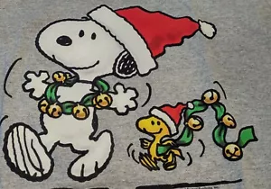 NEW PEANUTS Snoopy & Woodstock Christmas T-SHIRT LARGE Bells Santa Hat NWT HTF - Picture 1 of 4