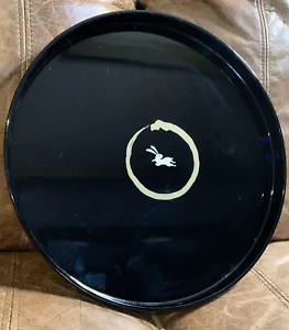 Large Round 11.75” Lacquer Tea Tray w/ Mother-of-Pearl Inlay Rabbit - Picture 1 of 12