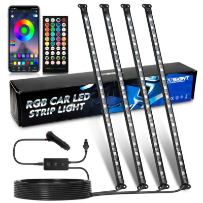 RGB LED Car Interior Atmosphere Strip Lights Bluetooth +Remote +Button Control 1 - Image 1 of 4