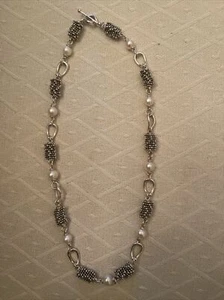 Michael Dawkins Sterling Silver Pearl Link Chain 18”Necklace - Picture 1 of 5