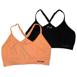 SET OF 2 Reebok Seamless Sports Bras | Black & Orange | Medium - Picture 1 of 2
