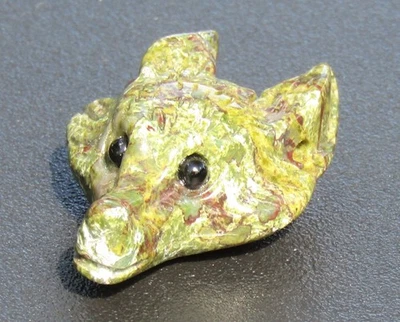 GREAT GIFT Natural Crystal Dragon Bloodstone carved Wolf-Head Pendant UniSex - Image 1 of 4