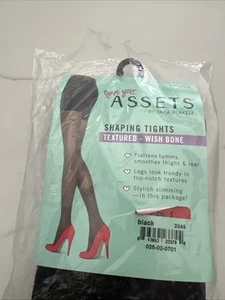 Spanx Assets Shaping Tights Textured - Size 1 Wishbone Black by Sara Blakely NEW - Picture 1 of 7
