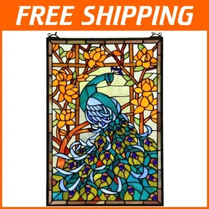 Schöne Tiffany Stil Pfau Glasscheibe - 15x23 cm - Bild 1 von 11
