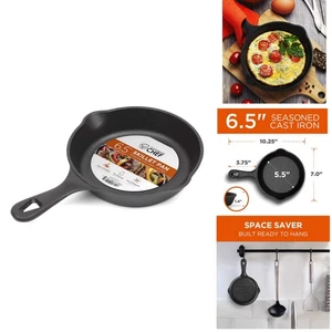 6.5-Inch Cast Iron Skillet - Even Heat Distribution & Easy Release - Picture 1 of 7