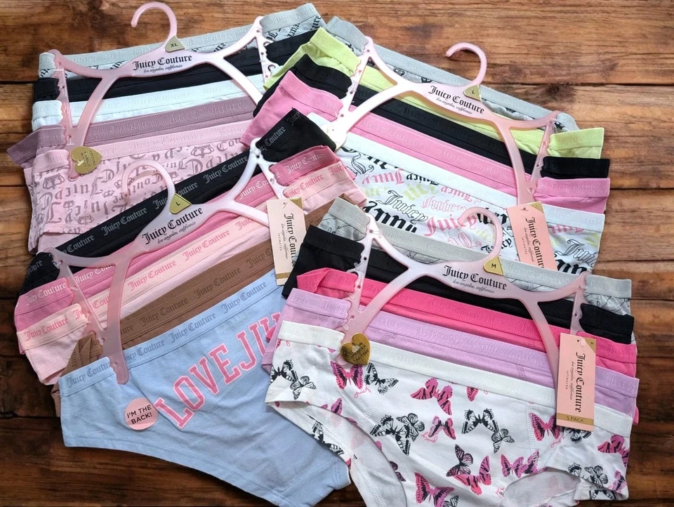 Roupa íntima feminina de algodão hipsters Juicy Couture pacote com 5 logotipos nova com etiquetas - Imagem 1 de 4