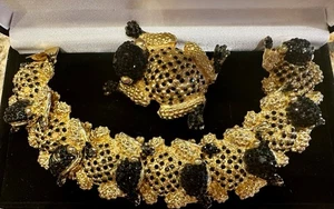Limited Edition Vintage Judith Leiber Frog Bracelet and Brooch Set - Picture 1 of 15