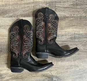 Ariat Boots donna 7B nero pelle punta aperta stile 10011915 stivali cowgirl - Foto 1 di 14