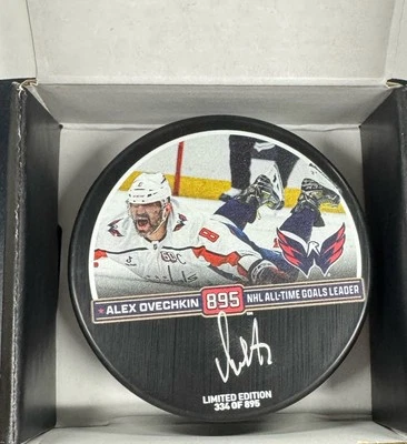 Alex Ovechkin Autographed Fanatics 895 Puck Capitals Limited Edition Auto /895 - Image 1 of 4