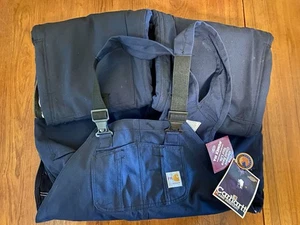 NEU Carhartt Latzhose 46 x 32 FR Navy Flame Resistant Quick Duck gefüttert - Bild 1 von 10